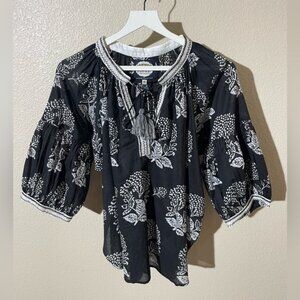 Alamwar  Black and White Floral Blouse